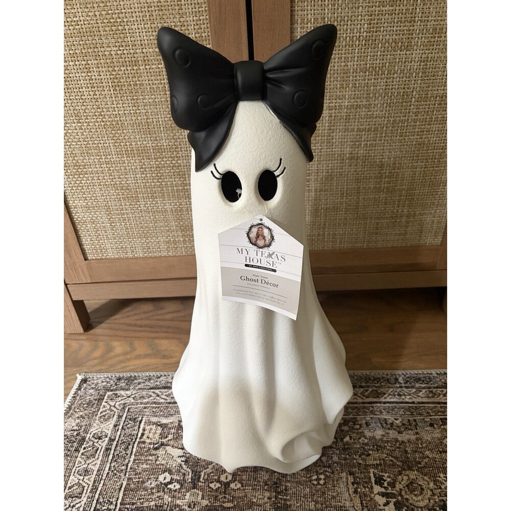 My Texas House Viral Large 20" Ghost with Bow Tabletop Halloween Decor